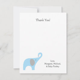 Blue Grått Elephant Baby Shower Tackkort Anteckningskort