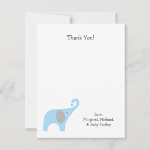 Blue Grått Elephant Baby Shower Tackkort Anteckningskort