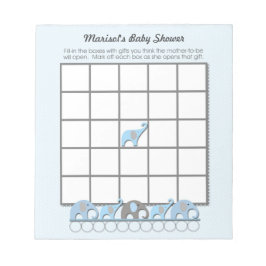 Blue Grått Elephants Baby Shower Bingo Game pad Anteckningsblock