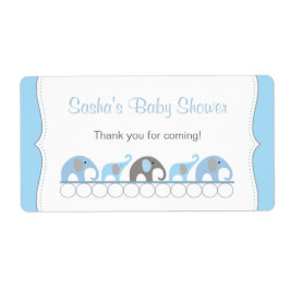 Blue & Grått Elephants Baby Shower Vattenflaska Fraktsedel