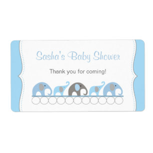 Blue & Grått Elephants Baby Shower Vattenflaska Fraktsedel