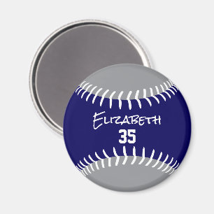 Blue grått eller ANY Team färg softball baseball Magnet