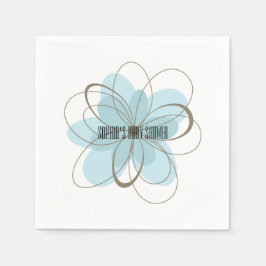 Blue Grått Flower Baby Shower Pappersservett