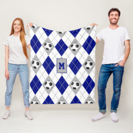 Blue grått-fotbollslaget färg argyle mönster fleecefilt