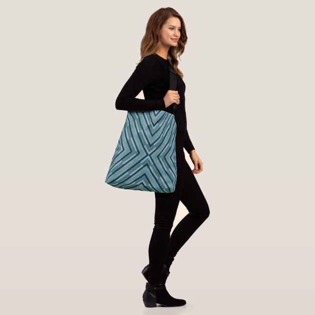 ’BLUE GRÅTT GEOMETRIC DIAGONAL’ Tote Bag Axelväska (På modell)