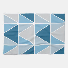 Blue Grått Geometric Triangles Mönster Kökshandduk
