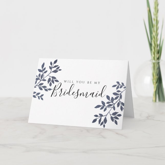 Blue Grått Glitter blir min bridesmaid Kort (Framsida)