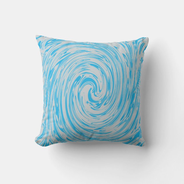 Blue Grått Grått Swirls Abstrakt Mönster Anpassnin Kudde (Framsida)