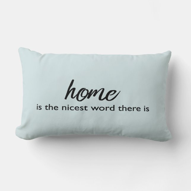 Blue Grått Home Quote Grått Typography | Pillow Lumbarkudde (Framsida)