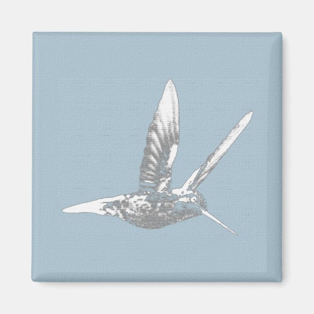 Blue Grått Hummingbird Magnet (Framsidan)