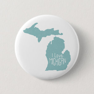 Blue Grått I Kärlek Michigan Silhouette Knapp