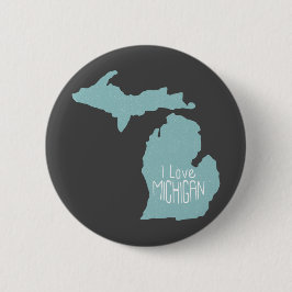 Blue Grått I Kärlek Michigan Silhouette på Grått Knapp