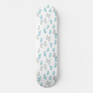 Blue & Grått Löv Mönster Mini Skateboard Bräda 18,5 Cm
