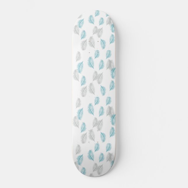 Blue & Grått Löv Mönster Mini Skateboard Bräda 18,5 Cm (Framsida)