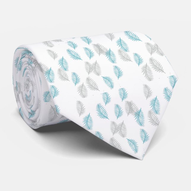 Blue & Grått Löv Mönster Slips (Rullad)