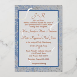 Blue & Grått marble Catholique Monogrammed Bröllop
