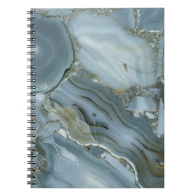 Blue Grått Marble med Guld Vein Anteckningsbok (Framsidan)