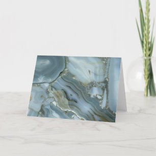 Blue Grått Marble med Guld Vein Blank Inside Tack Kort