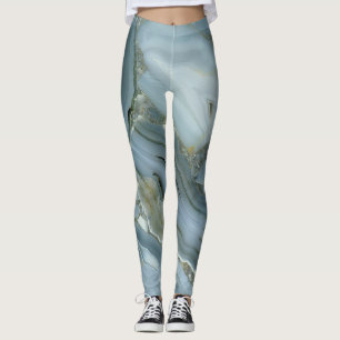 Blue Grått Marble med Guld Vein Drawstring Bag Leggings