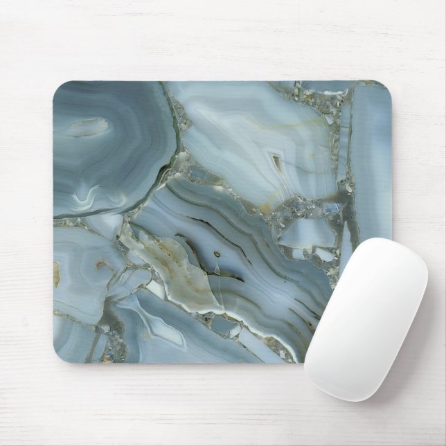 Blue Grått Marble med Guld Vein Drawstring Bag Musmatta (Med mus)
