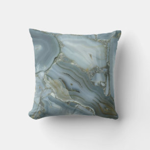 Blue Grått Marble med Guld Vein Kudde