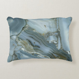 Blue Grått Marble med Guld Vein Prydnadskudde