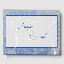 Blue & Grått Marble Monogram Guest Bok