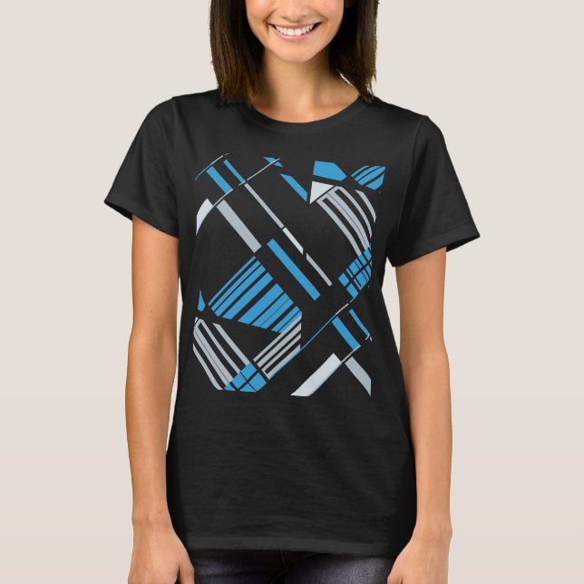 Blue Grått MCM Southwest-inspirated Diagonal Abstr T Shirt (Framsida)
