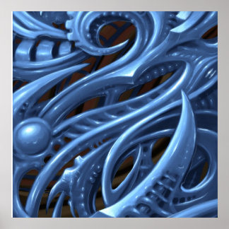 BLUE GRÅTT MECH POSTER