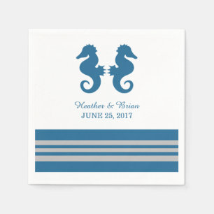 Blue Grått Nautical Seahorse Papper Napkins Pappersservett