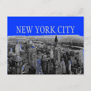Blue Grått New York City Pop Art Postkort Vykort