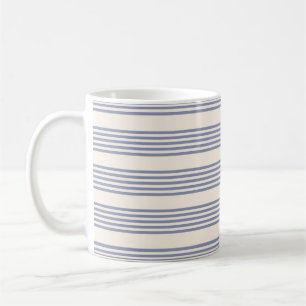 Blue-grått och beige fem rand mönster kaffemugg