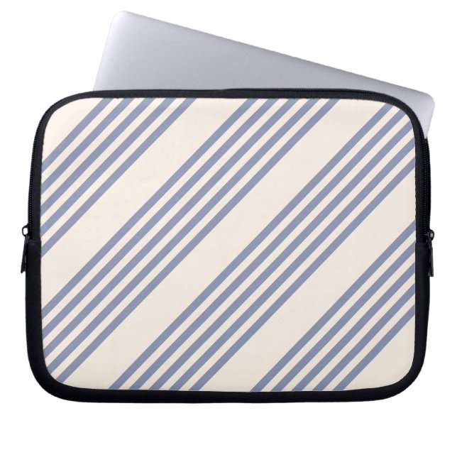Blue-grått och beige fem rand mönster laptop fodral (Framsidan)
