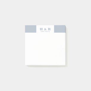 Blue-Grått och White Minimalistic Modern Monogram Post-it Block