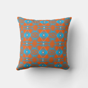Blue Grått Orange Ombre Geometric Abstrakt Art Kudde