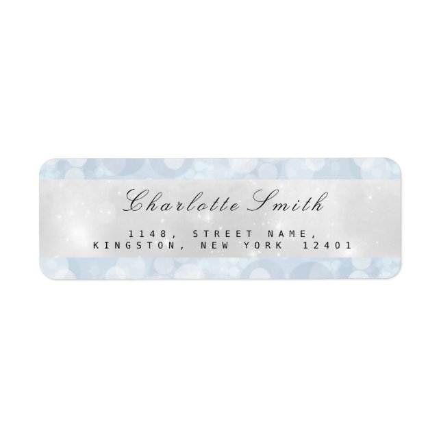 Blue Grått Pastel Sparkly-Returetiketter Returadress Etikett (Framsidan)
