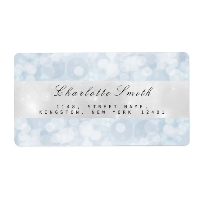 Blue Grått Pastel Sparkly-Returetiketter Returadress Etikett (Framsidan)