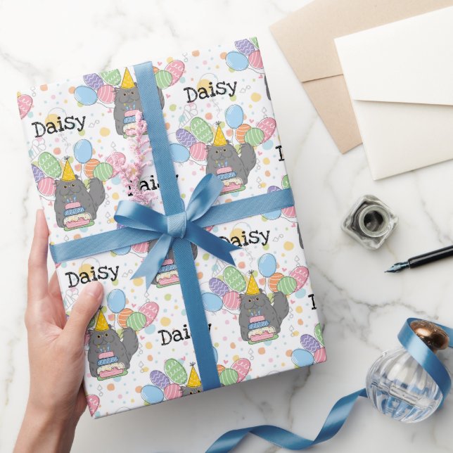 Blue Grått Persian Cat Långhårig Birthday Presentpapper (Gifting)