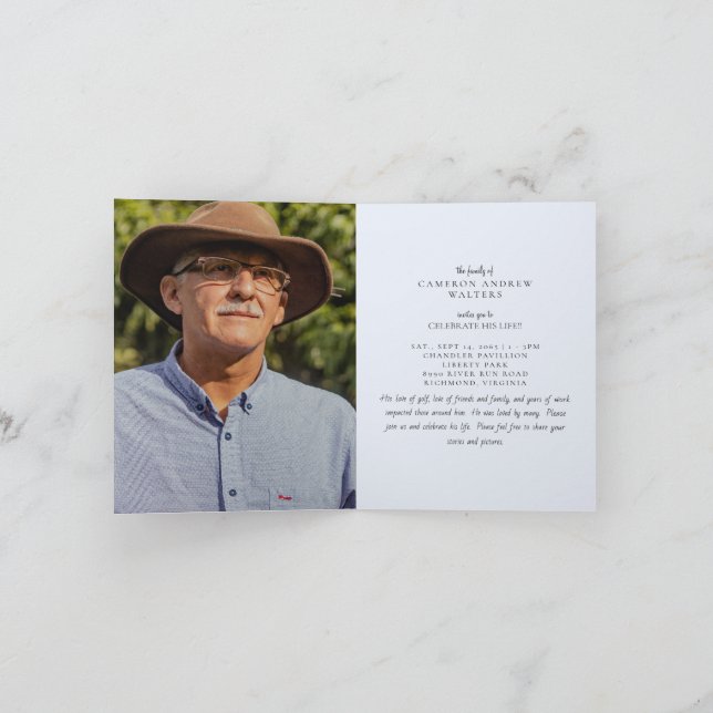 Blue Grått Photo Firande i Life Folded Inbjudan (Inuti)