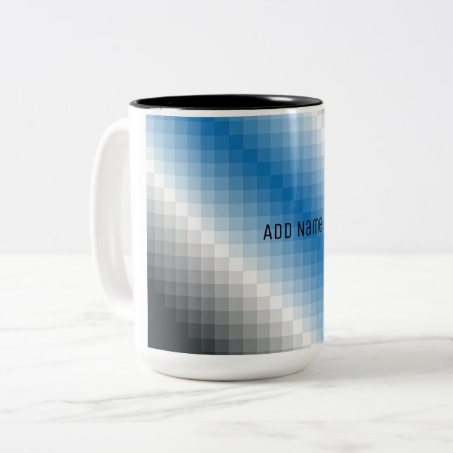 Blue Grått Pixel Personlig mugg (Framsida vänster)