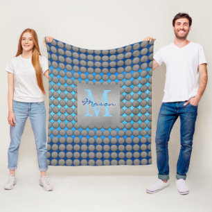 Blue & Grått Polka Dot Mönster Fleecefilt