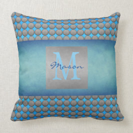 Blue & Grått Polka Dot Mönster Kudde