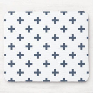 Blue-grått polka kor på vitt musmatta