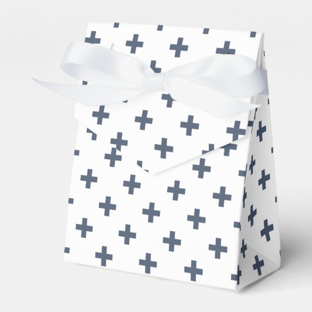 Blue-grått polka kor på vitt presentaskar (Framsidan Sidan)