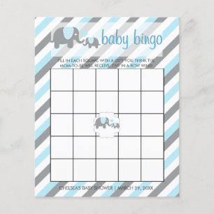 Blue & Grått Rand Baby Elephant Bingo