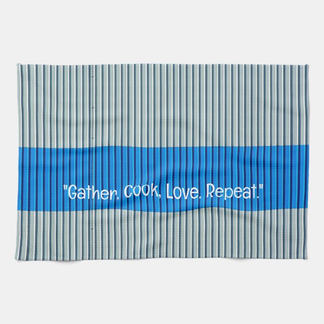 Blue Grått Rand Kitchen Towel Kökshandduk (Horisontell)