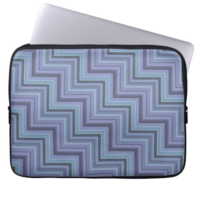 Blue-grått rand trappor mönster laptop sleeve (Framsidan)