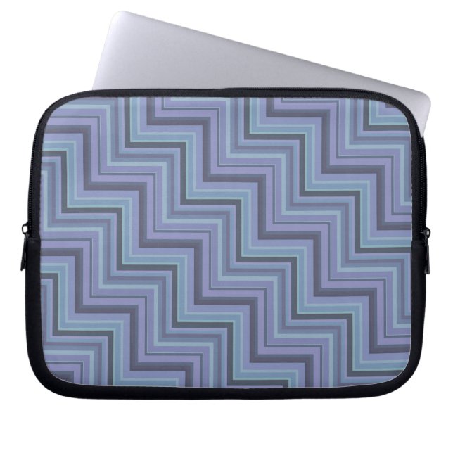 Blue-grått rand trappor mönster laptop sleeve (Framsidan)