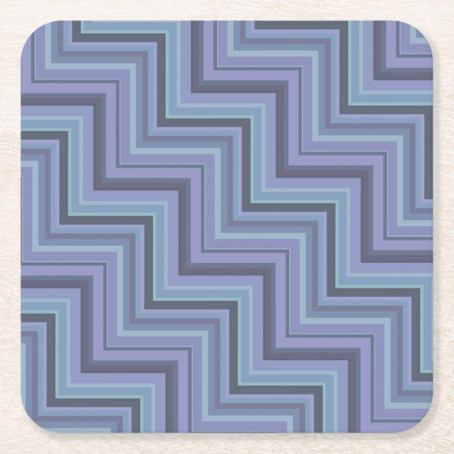 Blue-grått rand trappor mönster underlägg papper kvadrat (Framsidan)