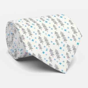 Blue & Grått Retro Forest Träd Manar's Neck Tie Slips